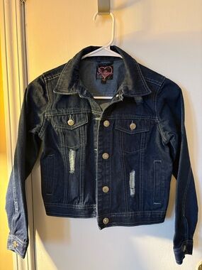 Girls' Dark Blue Denim Jacket - Classic Jean Jacket